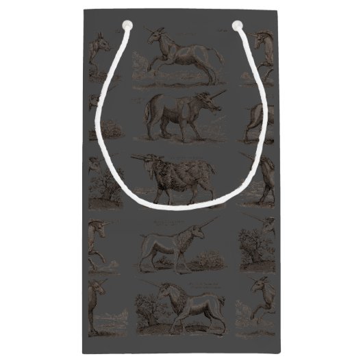 ユニコーンクラシックアンティーク神話の魔法の生き物 スモールペーパーバッグ (裏面)