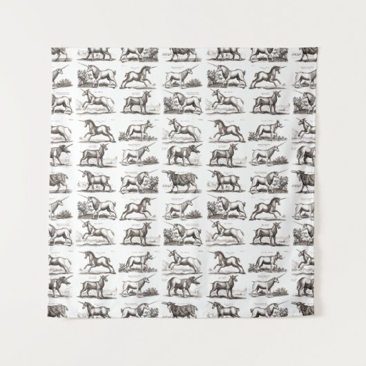 ユニコーンクラシックアンティーク神話の魔法の生き物 タペストリー (正面)