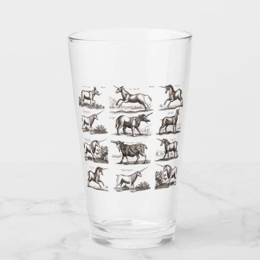ユニコーンクラシックアンティーク神話の魔法の生き物 タンブラーグラス (正面)