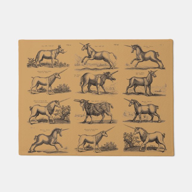 ユニコーンクラシックアンティーク神話の魔法の生き物 ドアマット (正面)