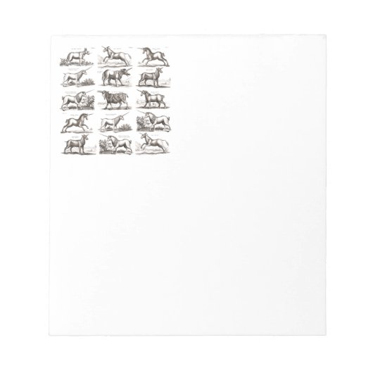 ユニコーンクラシックアンティーク神話の魔法の生き物 ノートパッド (正面)