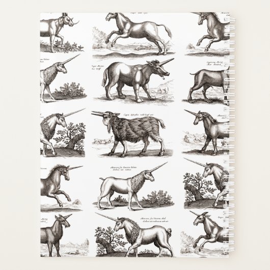 ユニコーンクラシックアンティーク神話の魔法の生き物 プランナー手帳 (裏面)