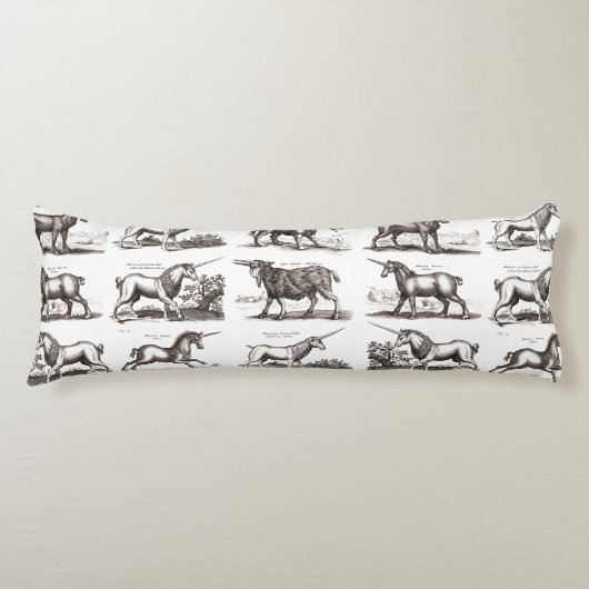 ユニコーンクラシックアンティーク神話の魔法の生き物 ボディピロー (正面)