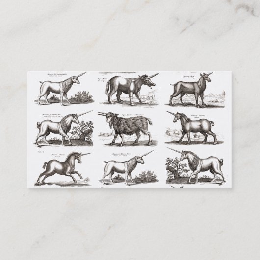 ユニコーンクラシックアンティーク神話の魔法の生き物 名刺 (裏面)