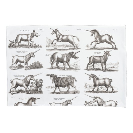 ユニコーンクラシックアンティーク神話の魔法の生き物 枕カバー (正面)