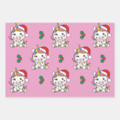 ユニコーンクリスマスウィンターアニマルズホリデーユニコーン ラッピングペーパーシート (正面3)