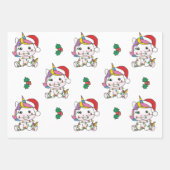 ユニコーンクリスマスウィンターアニマルズホリデーユニコーン ラッピングペーパーシート (正面2)