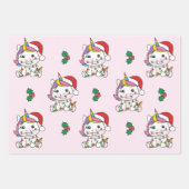 ユニコーンクリスマスウィンターアニマルズホリデーユニコーン ラッピングペーパーシート (正面)