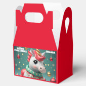 ユニコーンクリスマスパーソナライズされたキッズパーティー赤 フェイバーボックス (オープン)