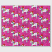 ユニコーンクリスマスピンクラッピング紙 ラッピングペーパー (フラット)