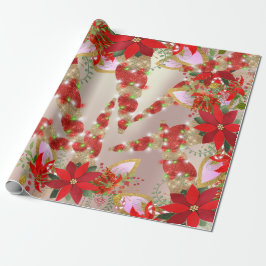 ユニコーンクリスマスホリデーズグリーンユニコーンスパークレッド ラッピングペーパー