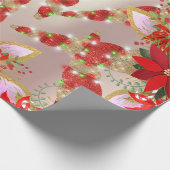ユニコーンクリスマスホリデーズグリーンユニコーンスパークレッド ラッピングペーパー (角)