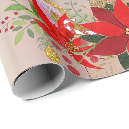 ユニコーンクリスマスホリデーズグリーンユニコーンスパークレッド ラッピングペーパー (ロールコーナー)