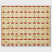 ユニコーンクリスマスホリデーズフローラ音楽金ゴールド赤 ラッピングペーパー (フラット)