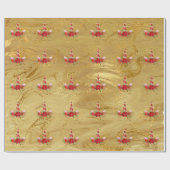 ユニコーンクリスマスホリデーズマーブルユニコーン金ゴールド赤 ラッピングペーパー (フラット)