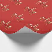 ユニコーンクリスマスホリデーフローラバラ金ゴールドレッド1 ラッピングペーパー (角)