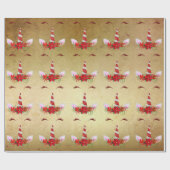 ユニコーンクリスマスホリデーレッド金ゴールドフローラ教室 ラッピングペーパー (フラット)