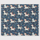 ユニコーンクリスマスホリデー ラッピングペーパー (フラット)