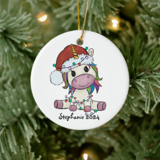 ユニコーンクリスマスライト セラミックオーナメント