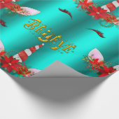 ユニコーンクリスマス信じティール(緑がかった色)ラッピング紙 ラッピングペーパー (角)