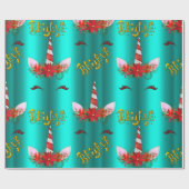 ユニコーンクリスマス信じティール(緑がかった色)ラッピング紙 ラッピングペーパー (フラット)