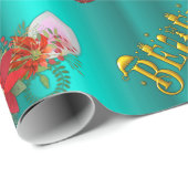 ユニコーンクリスマス信じティール(緑がかった色)ラッピング紙 ラッピングペーパー (ロールコーナー)