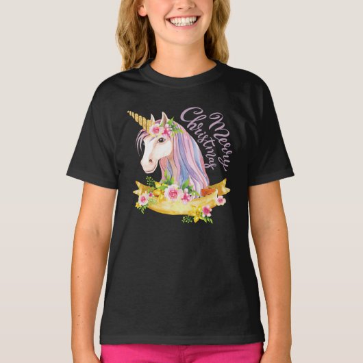 ユニコーンクリスマス女子Tシャツ Tシャツ (正面)