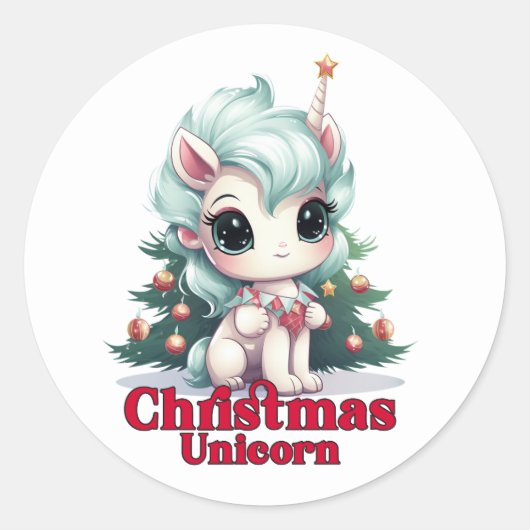 ユニコーンクリスマス ラウンドシール (正面)
