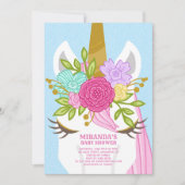 ユニコーンクローズアップベビーシャワー招待状 招待状 (正面)