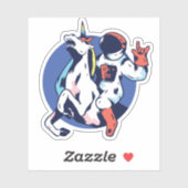 ユニコーンクールロックシグナルに搭乗する宇宙飛行士おもしろい シール (シート)