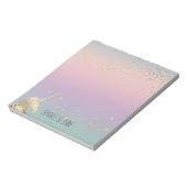 ユニコーングラデーション金ゴールド紙吹雪グリッターハート ノートパッド (回転)