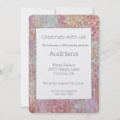 ユニコーングリジーバラ金ゴールドグリッタースパークル誕生日 招待状 (正面)