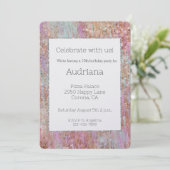 ユニコーングリジーバラ金ゴールドグリッタースパークル誕生日 招待状 (スタンド正面)