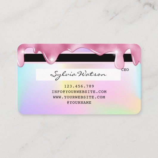 ユニコーングリッターがクレジットカードのホログラムフラッシュを乾燥させる 名刺 (裏面)