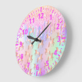 ユニコーングリッターはピンクの紫の虹を滴らせる ラージ壁時計 (傾斜)