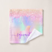 ユニコーングリッターは虹の名前をドリップ バスタオルセット (ウォッシュタオル)