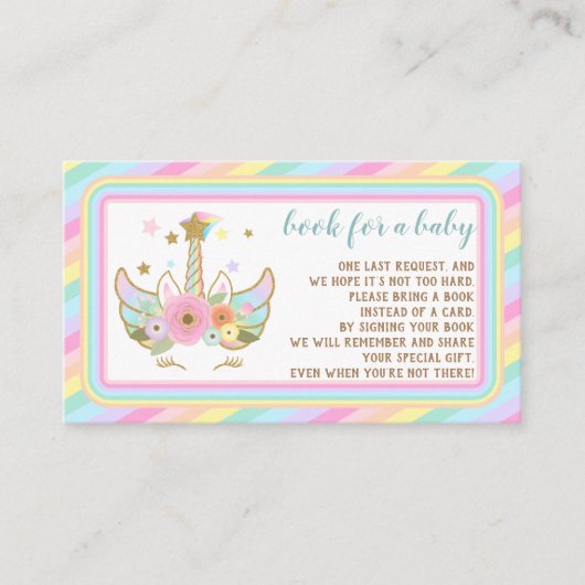 ユニコーングリッタースターかわいい本を持って来る エンクロージャーカード (正面)