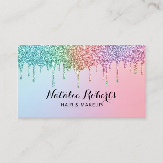 ユニコーングリッタードリップスホログラフィック美しいサロン 名刺 (正面)