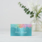 ユニコーングリッタードリプスティール（緑がかった色）メイクアップアーティストサロン 名刺 (スタンド正面)