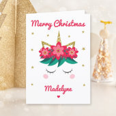 ユニコーングリッターパーソナライズされたクリスマス シーズンカード