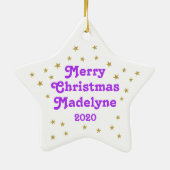 ユニコーングリッターフラワースターパーソナライズされた セラミックオーナメント (裏面)