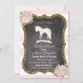 ユニコーングリッターフローラベビーシャワー招待状 招待状 (正面)