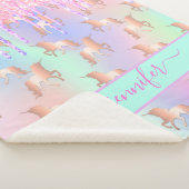 ユニコーングリッターレインボーピンク名文字 シェルパブランケット (3/4)