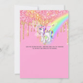 ユニコーングリッター妖精ピンク紫のレインボーガールズ 招待状 (裏面)