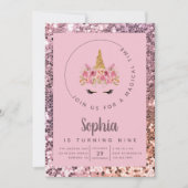 ユニコーングリッター誕生日パーティー 招待状 (正面)