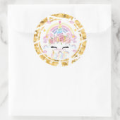 ユニコーングリッター金ゴールドパーソナライズされたファースト誕生日 ラウンドシール (バッグ)