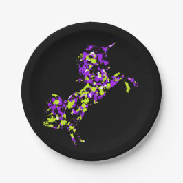 ユニコーングリーンパープルスプラタ絵を描ー ペーパープレート