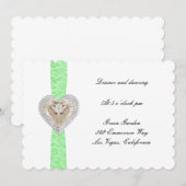 ユニコーングリーンラケット結婚式の受付カード 招待状 (正面/裏面)