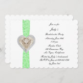 ユニコーングリーンレースバチェロレッテ招待状 招待状 (正面/裏面)