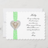 ユニコーングリーンレース結婚のメイド・オブ・オーナー（花嫁付き添い人）カード 招待状 (正面)